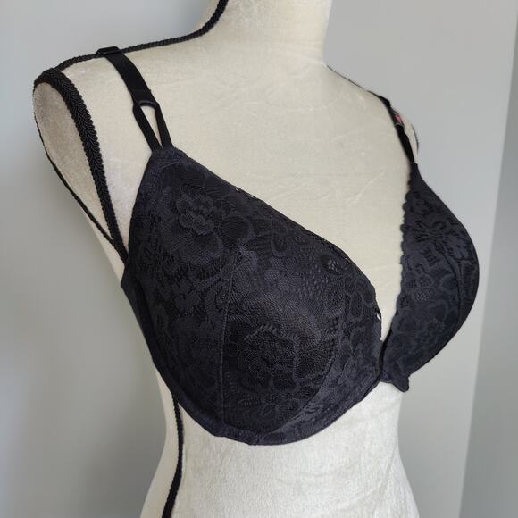 NWT Victoria's Secret Sz 34DDD Black Lace Push Up Bra - Picture 2 of 7
